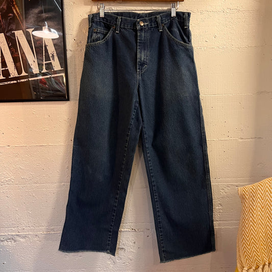Vintage 2000's Dickies Denim Carpenter Work Jeans - Size 31" x 28" - Dark Indigo - 100% Cotton