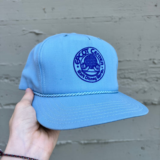Vintage 1980's Walt Disney World Epcot Center Snapback Hat - O/S - Made In USA - Baby Blue