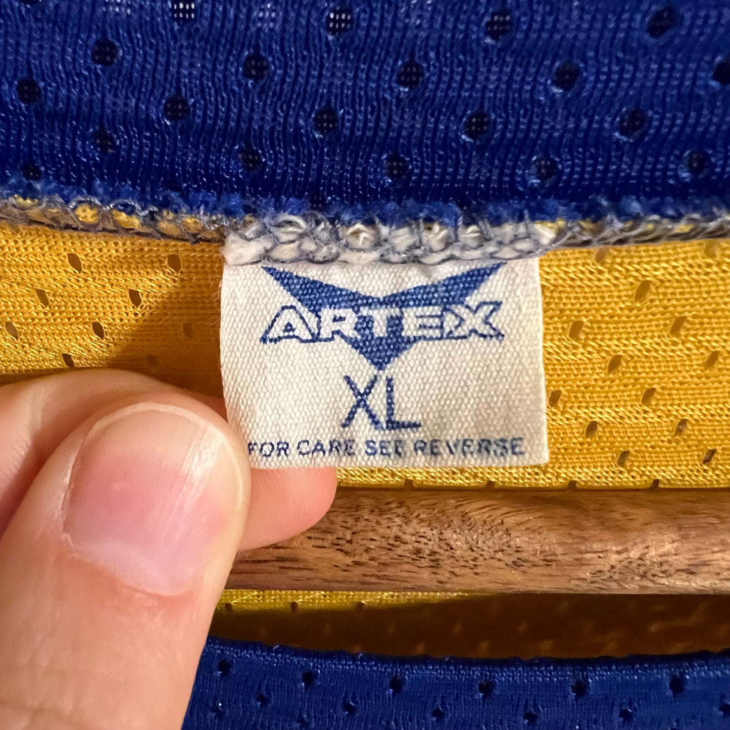 True Vintage 1970's Artex University of Michigan Hockey Jersey - Size XL - Made In USA - Blue/Yellow