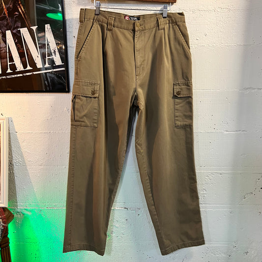 Vintage 90's Chaps Ralph Lauren Wide Leg Cargo Pants - Size 34/30 - Olive Drab