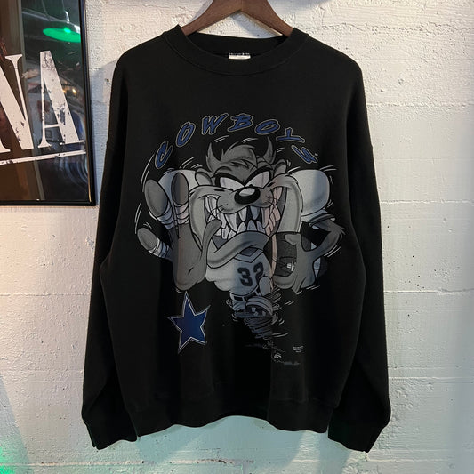 Vintage 90's Dallas Cowboys x Looney Tunes 'Taz' Crewneck Sweatshirt - Size XL - Made In USA - Tultex