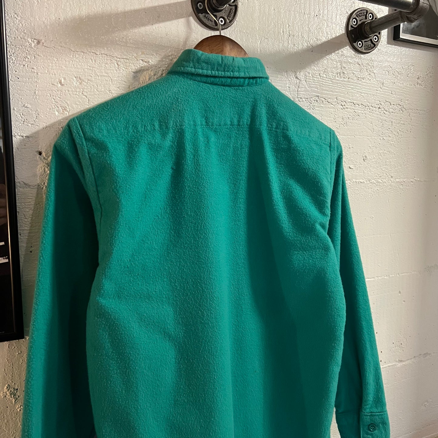 Vintage 70’s/80’s Five Brothers Chamois Cloth Long Sleeve Button Up Shirt - Size XS - Union Made In The USA - Kelly Green