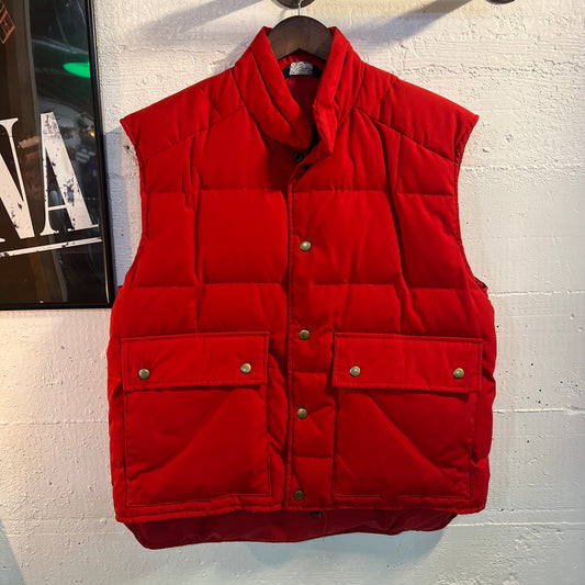 Vintage 1980's Black Sheep Western Down Puffer Snap Vest - Size Medium - Red