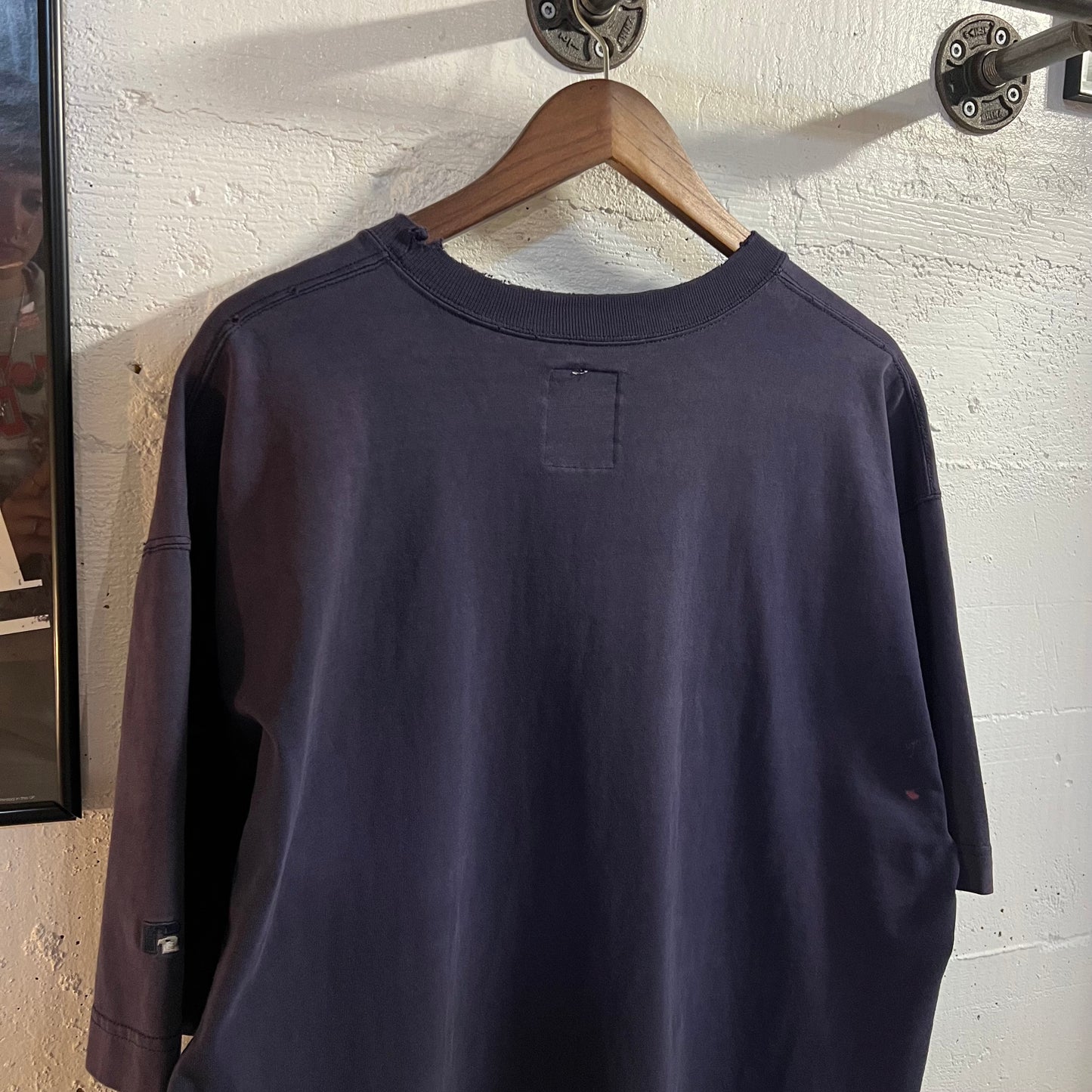 Vintage 90’s Distressed Russell Athletic Heavyweight T-Shirt - Size Large - Made In USA - Navy