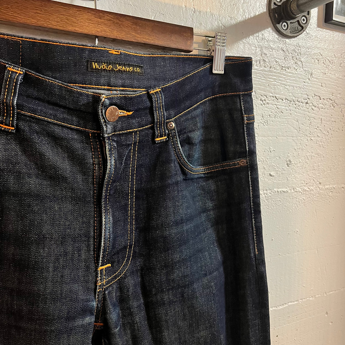 *Pre-Owned* Nudie Jeans Lean Dean 'Dry 16 Dips' Raw Denim Jeans - Size 31" x 30.5" - Made In Italy