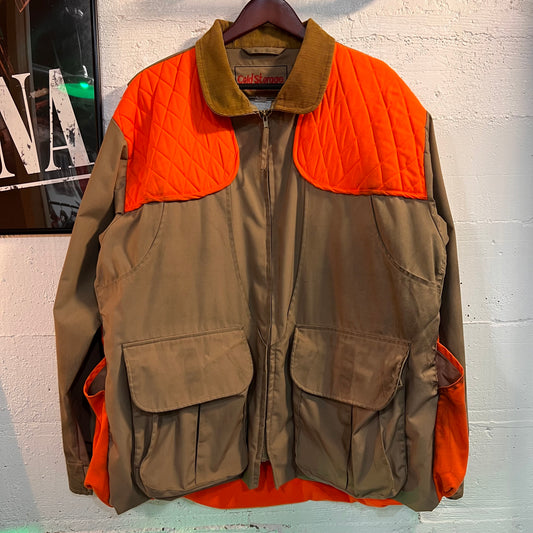 Vintage Distressed Cold Storage Foul Hunting Zip-Up Jacket - Size Large - Tan/Orange