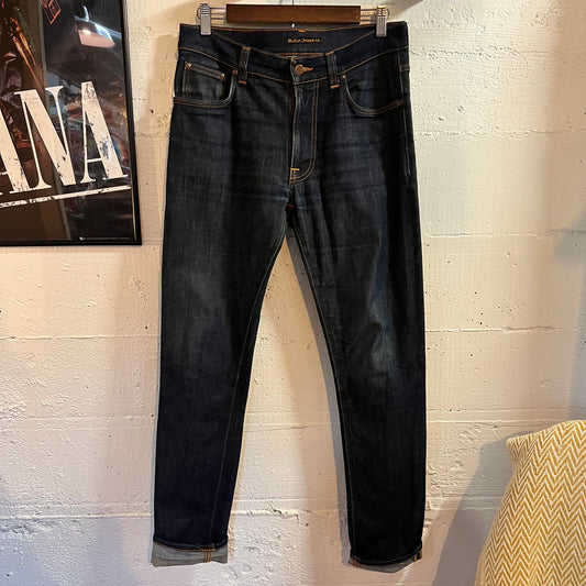*Pre-Owned* Nudie Jeans Lean Dean 'Dry 16 Dips' Raw Denim Jeans - Size 31" x 30.5" - Made In Italy