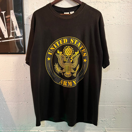 Vintage 90's U.S. Army Reflective Seal Double Sided T-Shirt - Size Large - Made In USA - Faded Black