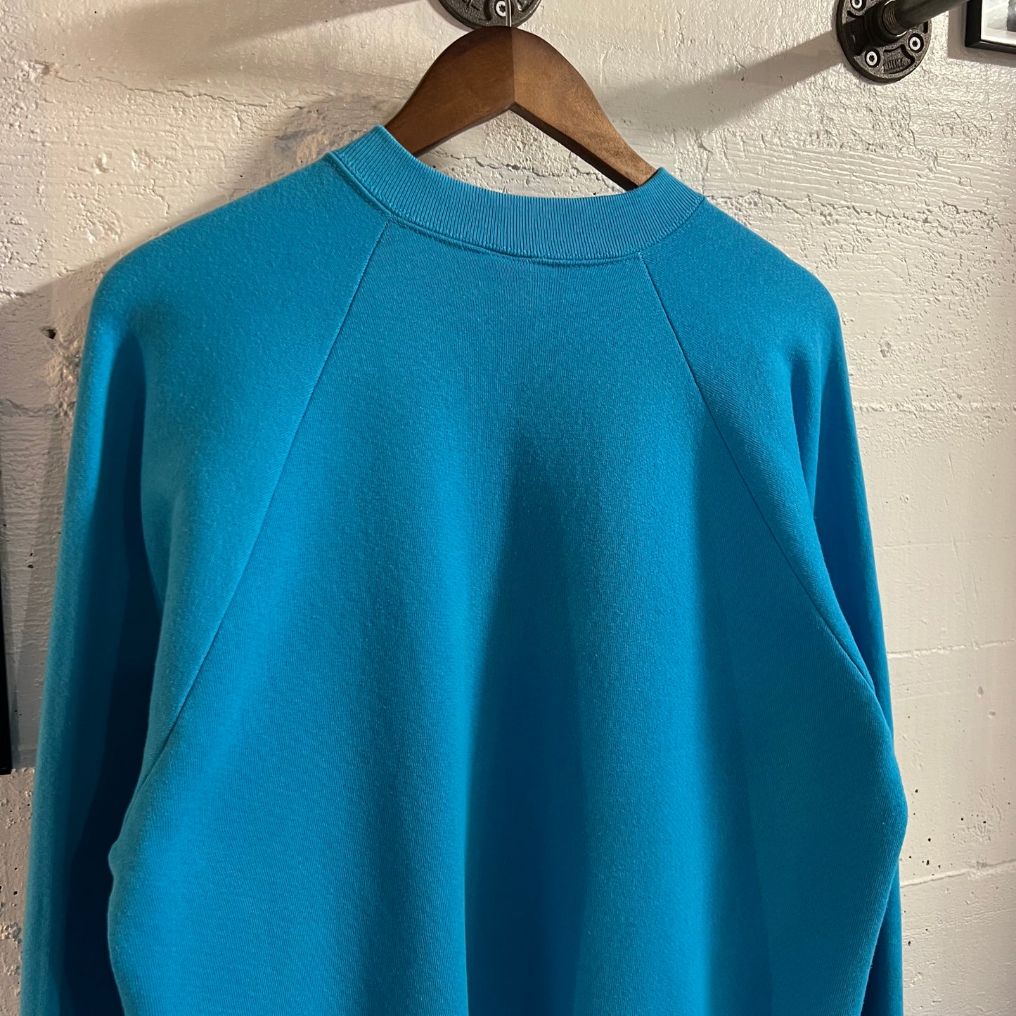 Vintage 90’s Boston Massachusetts Puff Print Raglan Sleeve Crewneck Sweatshirt - Size XL - Made In USA - Blue/White/Red