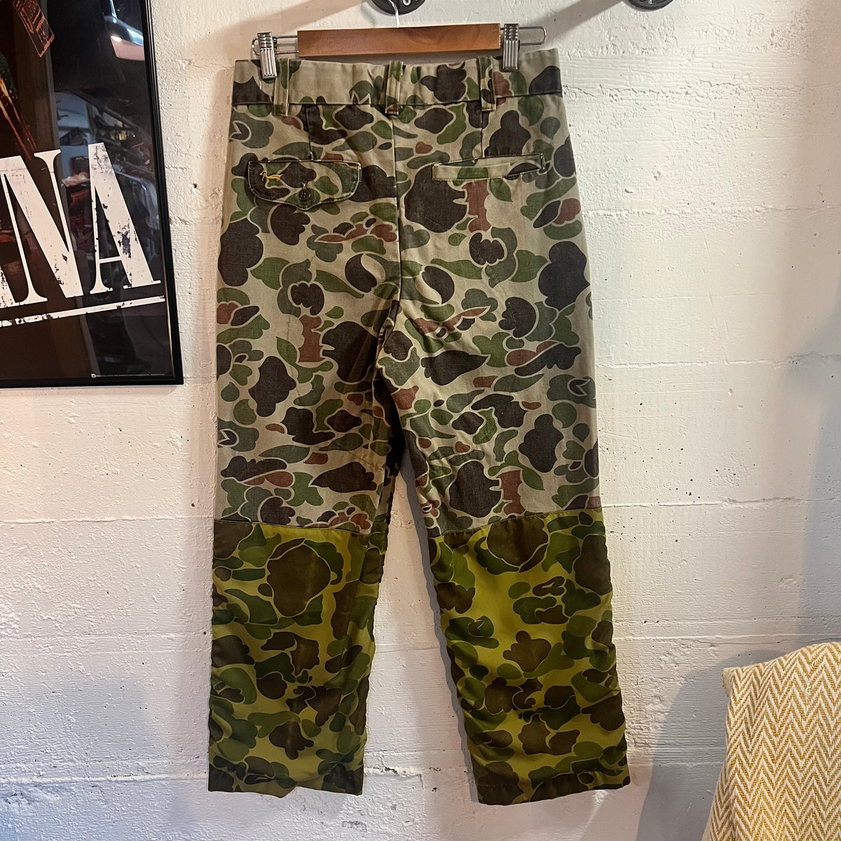 Vintage 60's/70's Duxbak Double Knee Frogskin Camouflage Hunting Pant - Size 29" x  25" - Made In USA - Olive