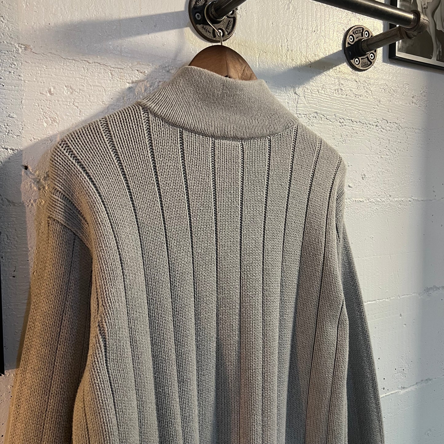 Vintage 90's Polo Jeans Co. Ralph Lauren Flag Knit Quarter Zip Sweater - Size Large - 100% Cotton