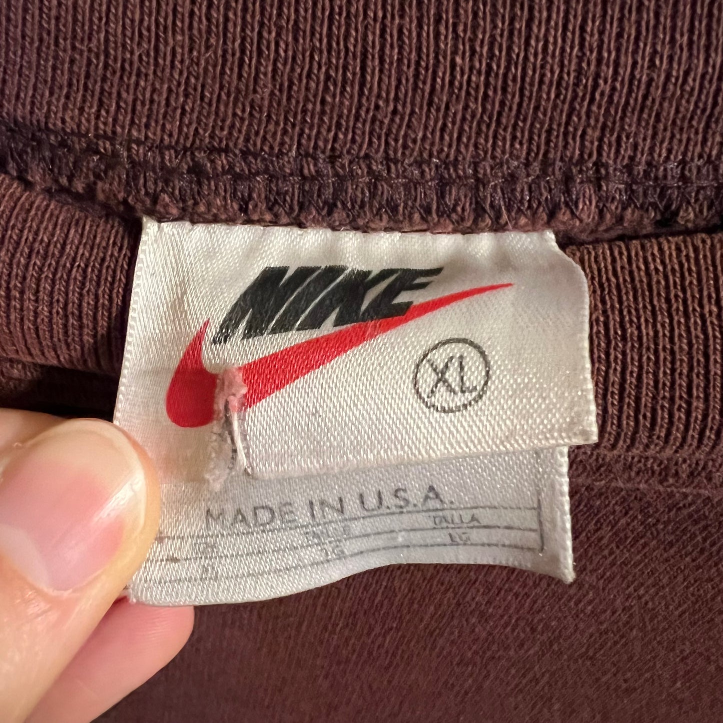 Vintage 90's Distressed Nike Embroidered Spellout Swoosh Logo Crewneck Sweatshirt - Size XL - Made In USA