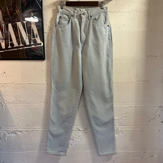 Vintage 80's Chic Light Wash High Rise Tapered Leg Denim Jeans - Size 10 Tall - Made In USA - 100% Cotton