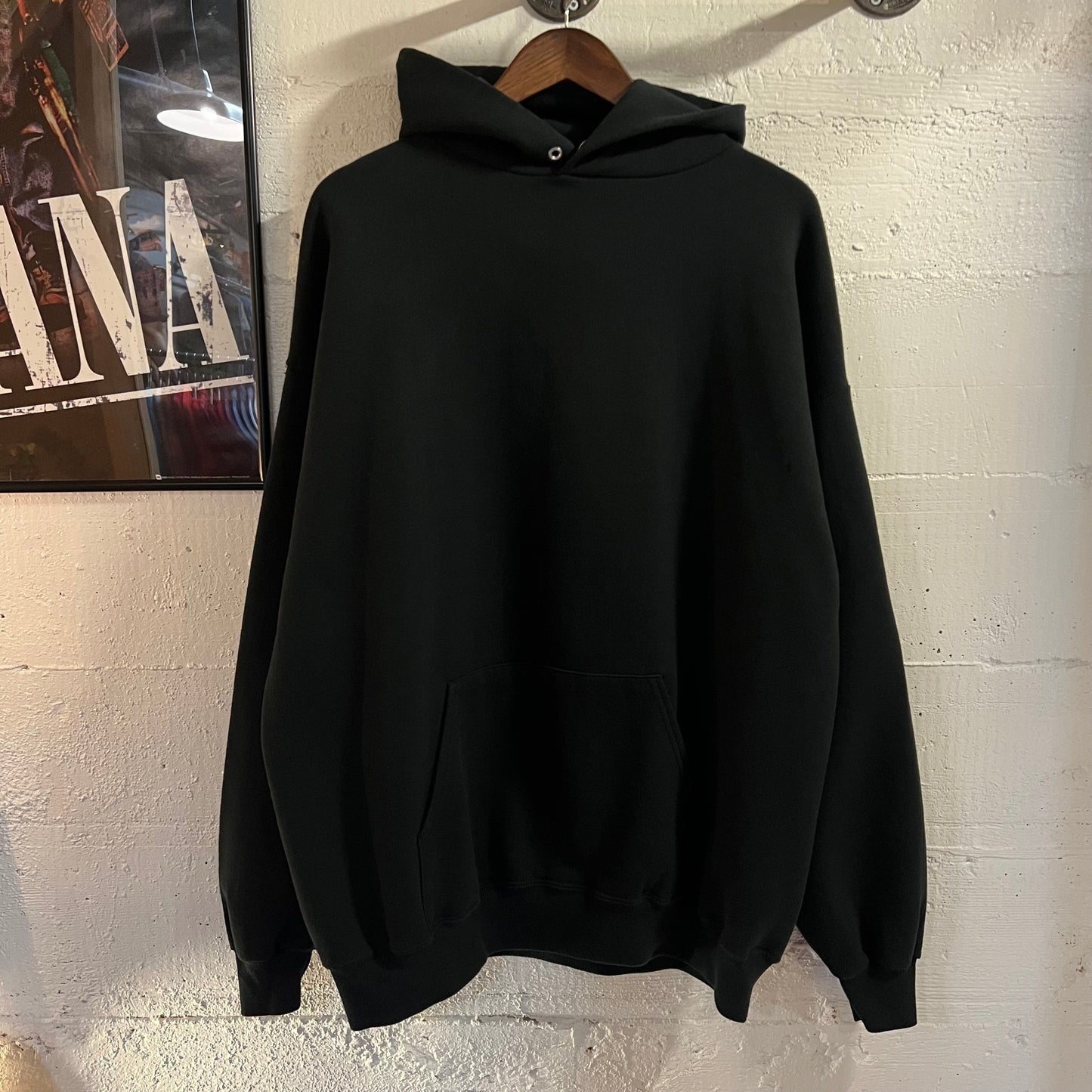 Vintage 2000's Blank Jerzees Pullover Hoodie Sweatshirt - Size XXL - Black