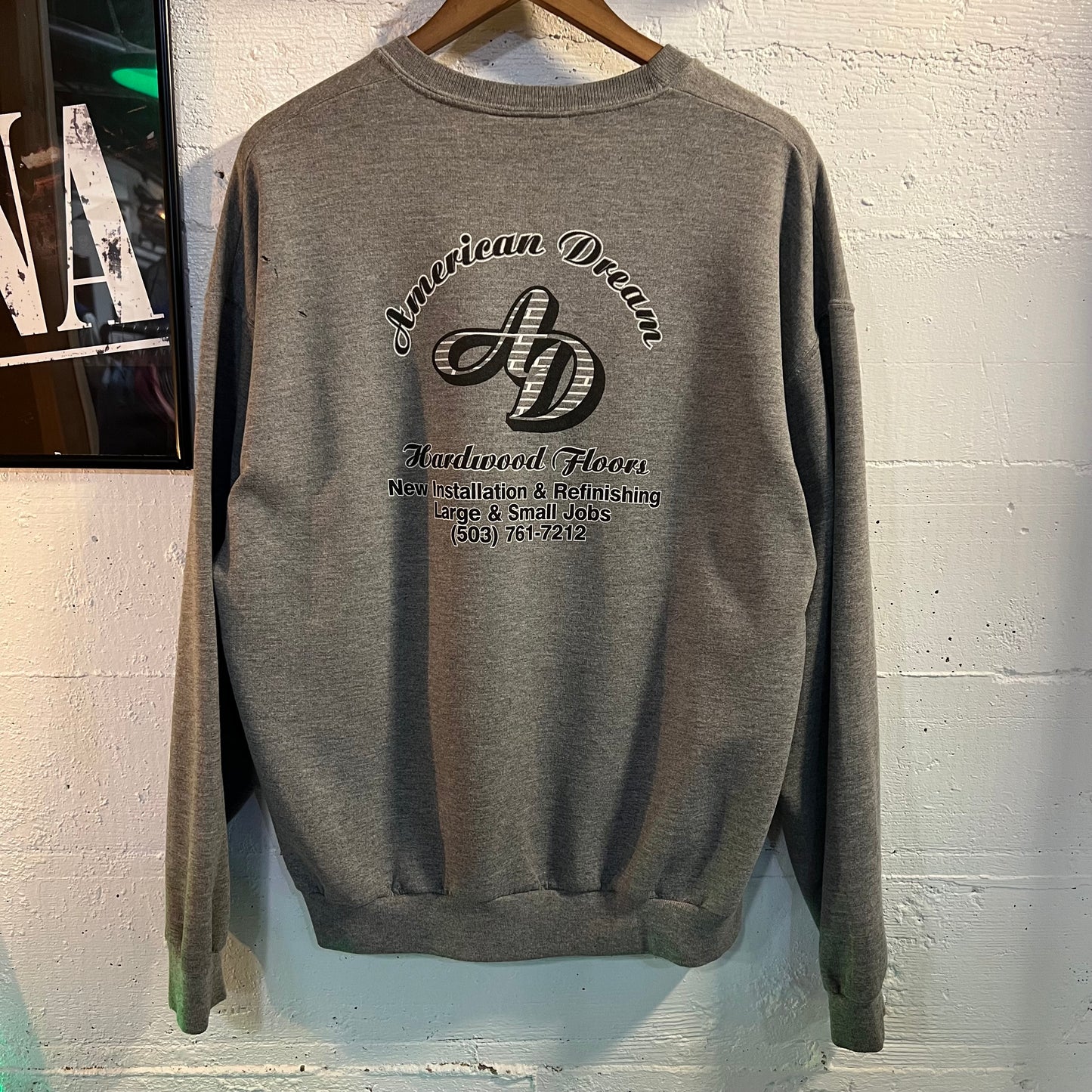 Vintage 90's Jerzees 'American Dream' Crewneck Sweatshirt - Size XL - Gray