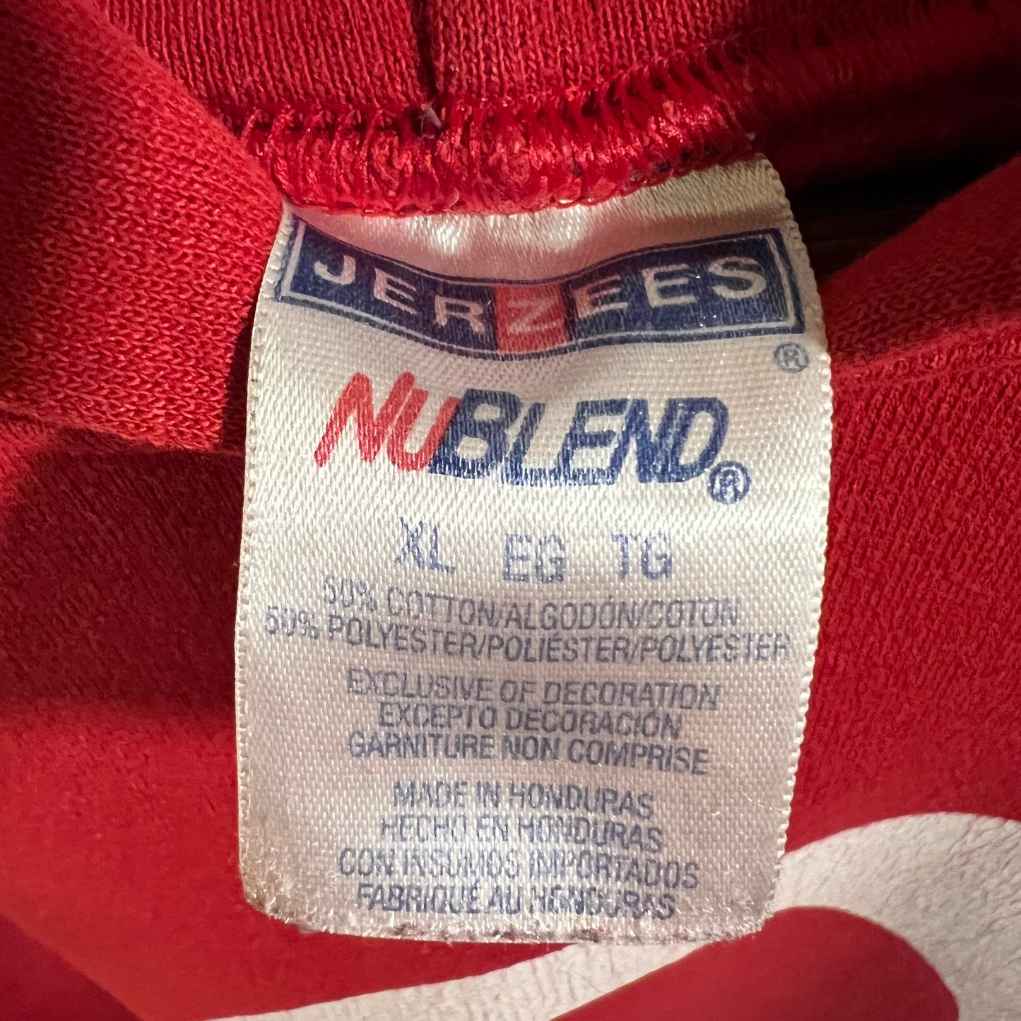 Vintage Distressed Jerzees Turkish Flag Hoodie Sweatshirt - Size XL - Red/White