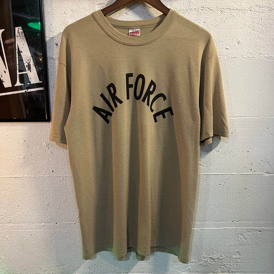 Vintage 2000’s Air Force Spell Out T-Shirt - Size Large - Made In USA - Tan/Black