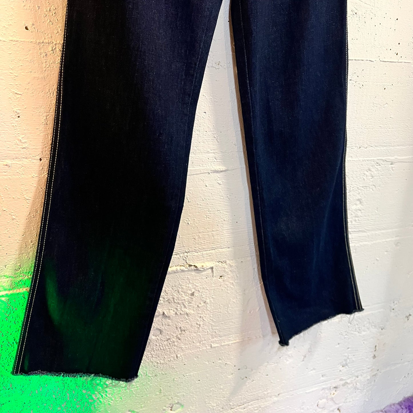 Vintage 70’s Jean St. Germain Paris High Waisted Raw Denim Jeans - Size Women’s 10/11 - Fabric Made In USA - Raw Denim