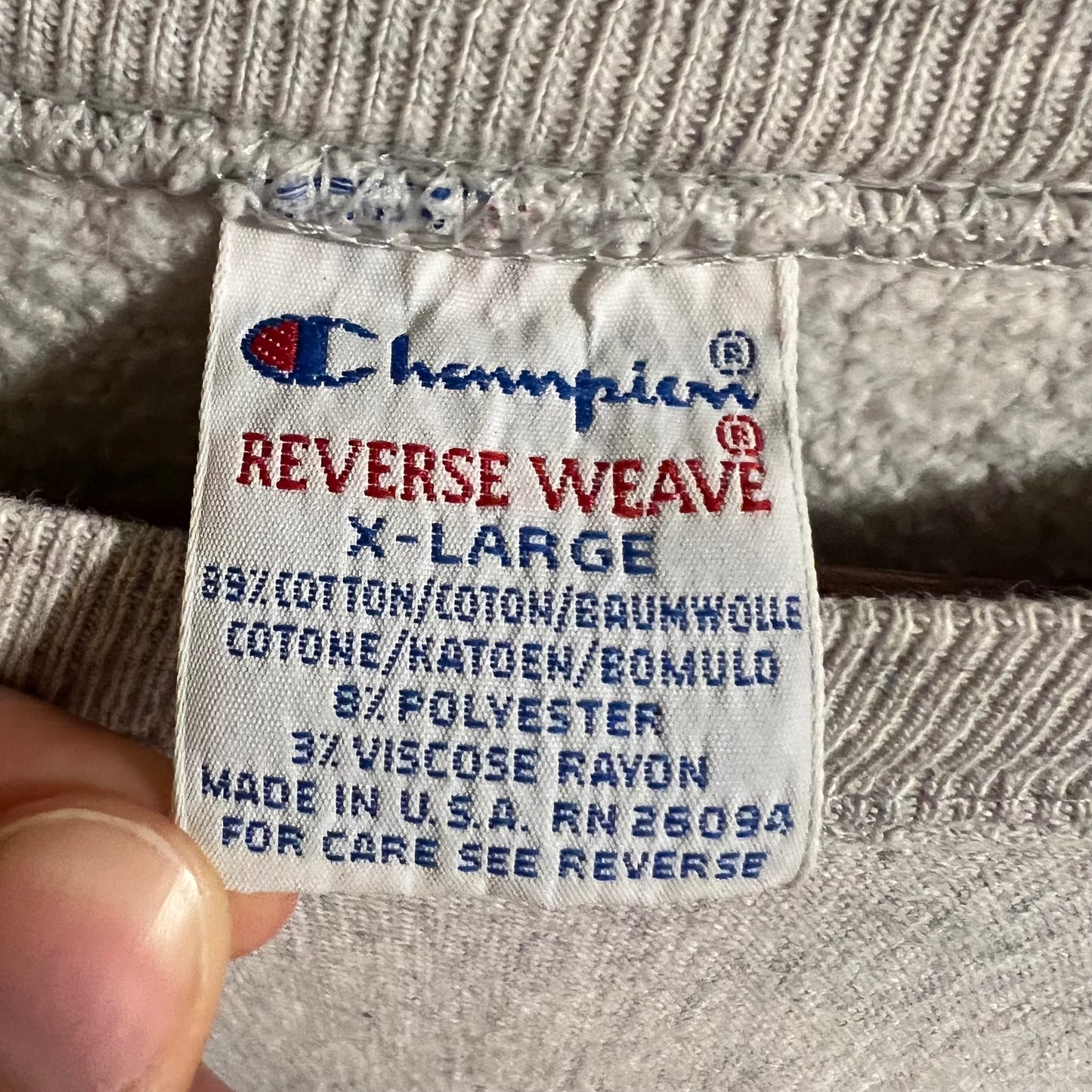 Vintage 90’s Champion Reserve Weave University Of Maryland Cropped Crewneck Sweatshirt - Size XL - Made In USA - Heather Grey/Red/Black