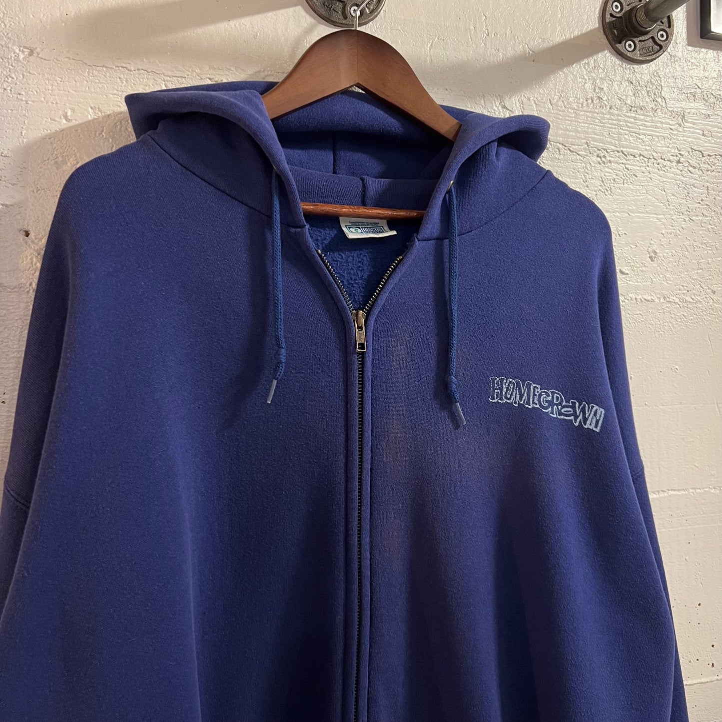 Vintage 90's Homegrown Pop Punk Band Discus Athletic Zip-Up Sweatshirt - Size XL - Made In USA - Navy