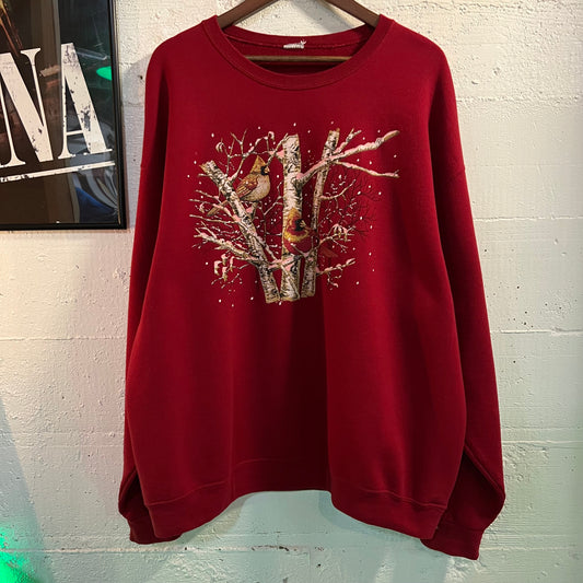 Vintage Jerzees Cardinals In Snow Crewneck Sweatshirt - Size XL - Maroon/Multi