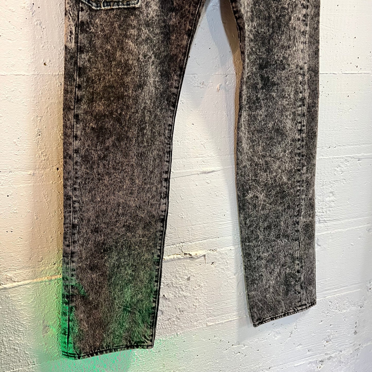 Reworked Levi's 501 Acid Wash Denim Jeans - Size 30 x 34 - Black