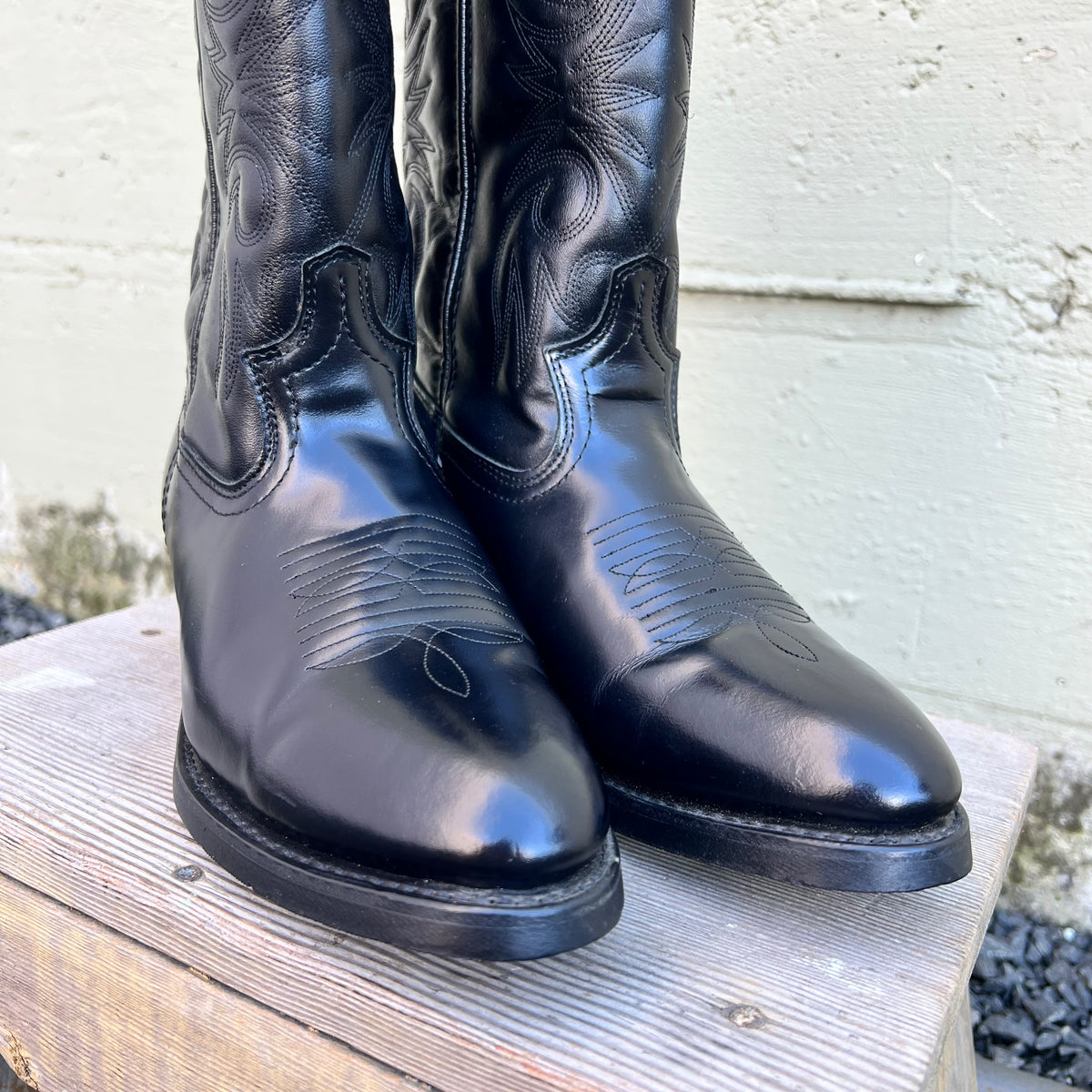 Laredo Paris Leather Western Cowboy Boots 4240 - Size 9D - Black