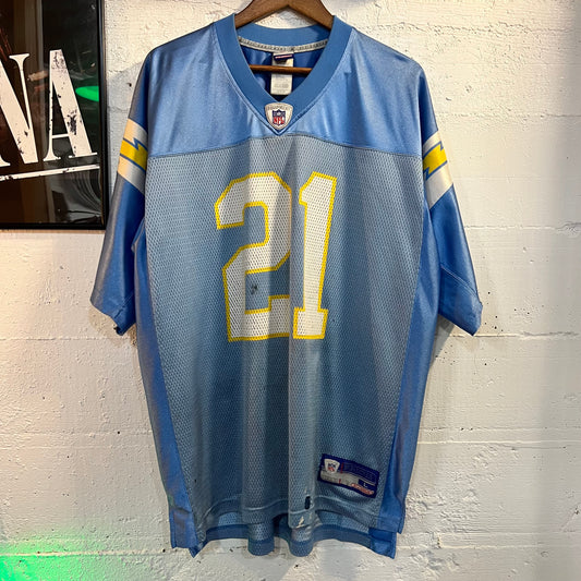 Vintage Distressed San Diego Chargers Reebok LaDainian Tomlinson #21 Jersey - Size L - Blue/Yellow/White