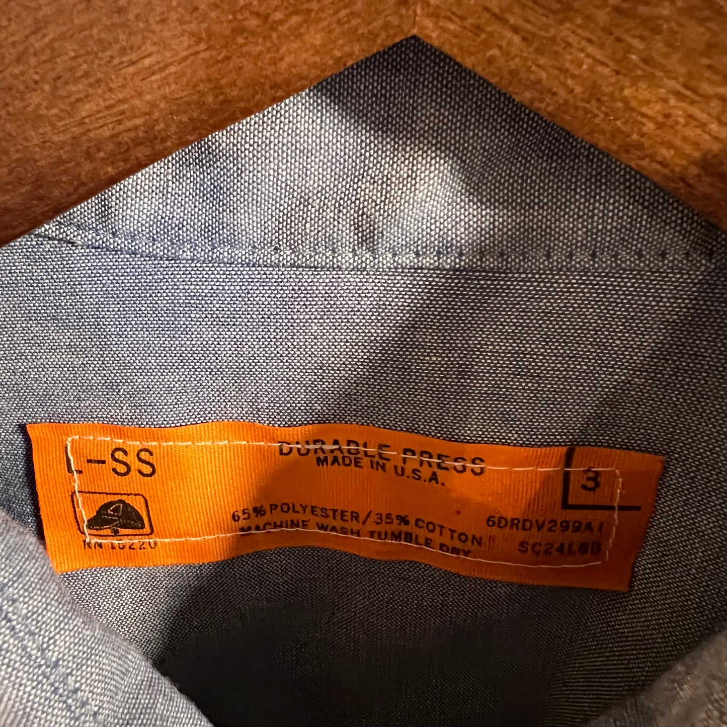 Vintage 70's/80's Red Kap Short Sleeve Chambray Western Yoke Pearl Snap Work Shirt - Size Large - Made In USA - Light Blue