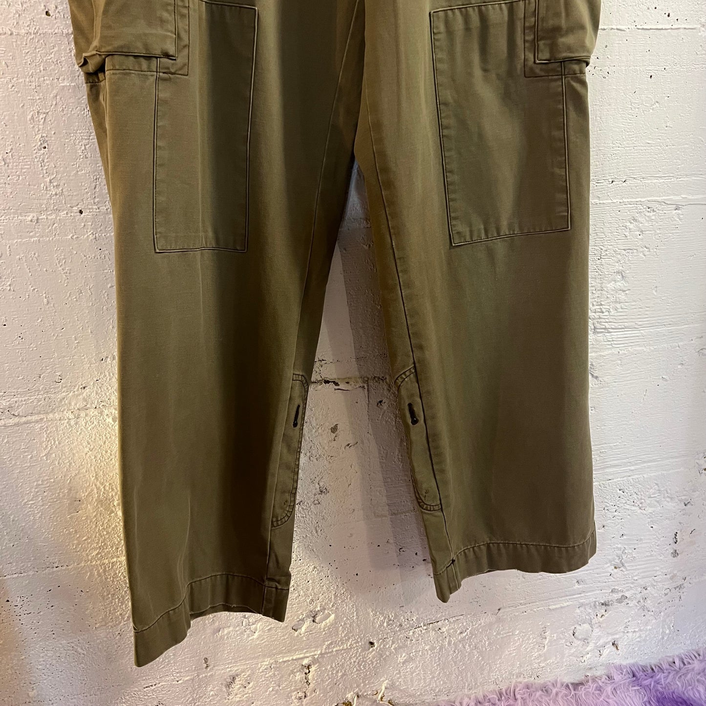 Vintage 90's Polo Ralph Lauren Multi Pocket Olive Drab Cotton Roll-Up Cargo Pants - Size 34" x 32" - Olive Drab