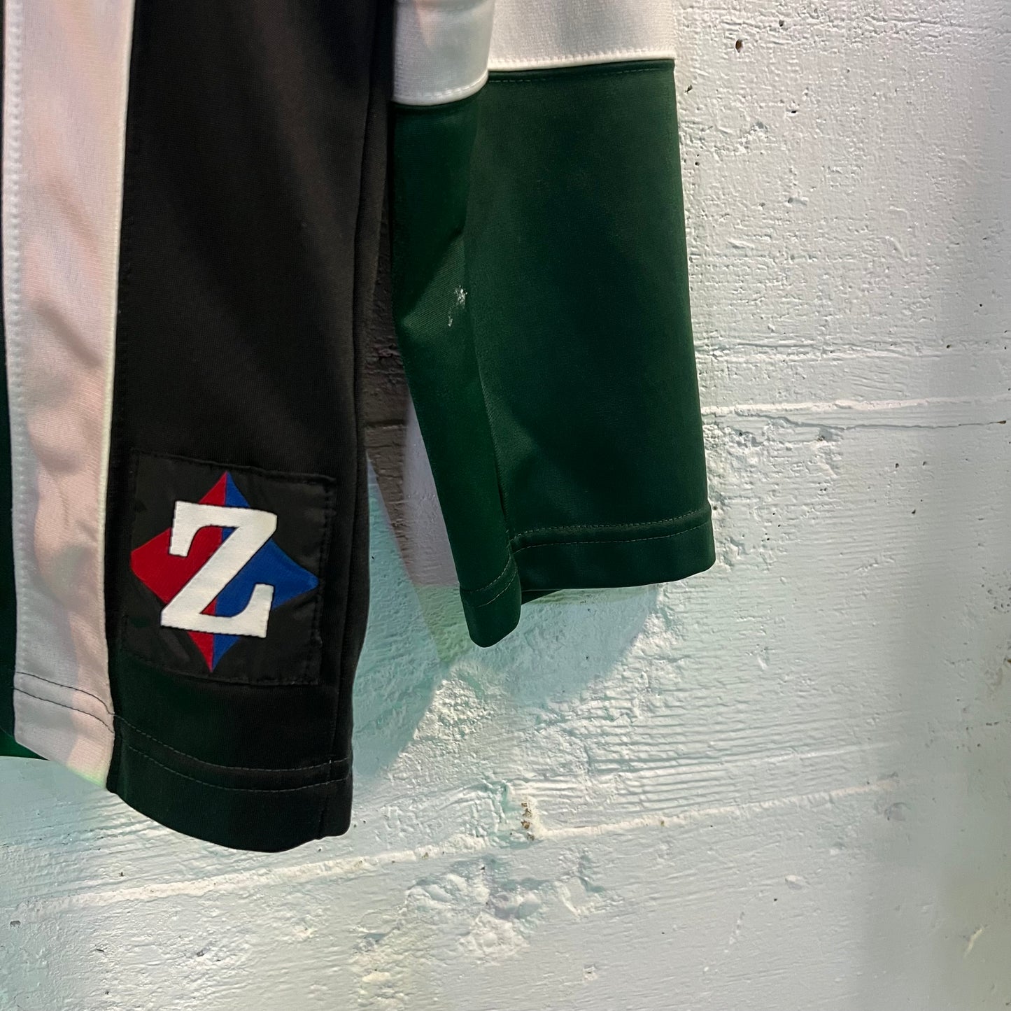 Vintage Jerzees Activewear Rugby Style Long Sleeve Jersey - Size Medium - Green/White/Black