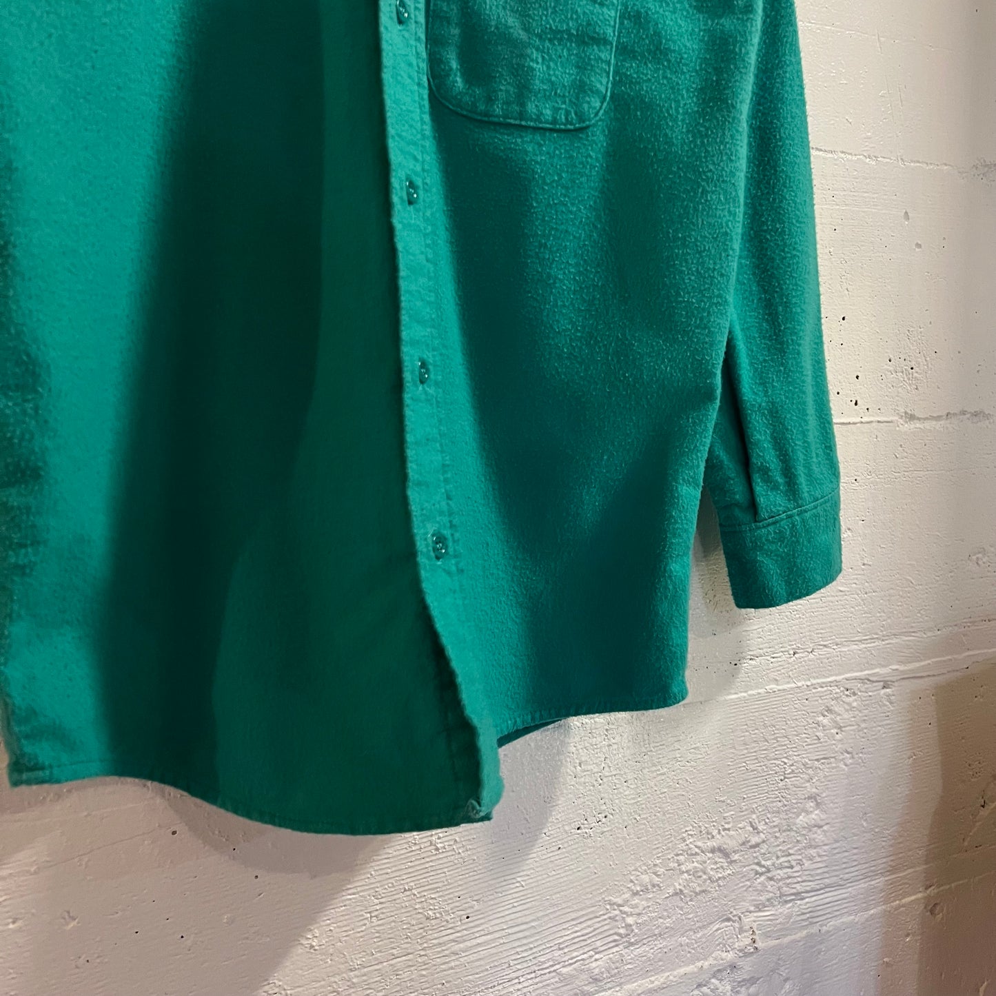 Vintage 70’s/80’s Five Brothers Chamois Cloth Long Sleeve Button Up Shirt - Size XS - Union Made In The USA - Kelly Green