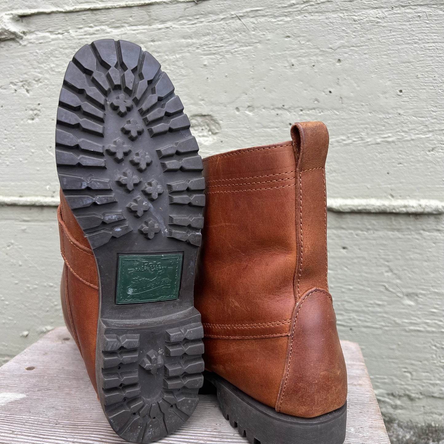 Vintage 90's Ralph Lauren Polo Country 'Ranger' Lace Up Leather Moc Toe Boots - Size 9M/10.5W - Brown Leather