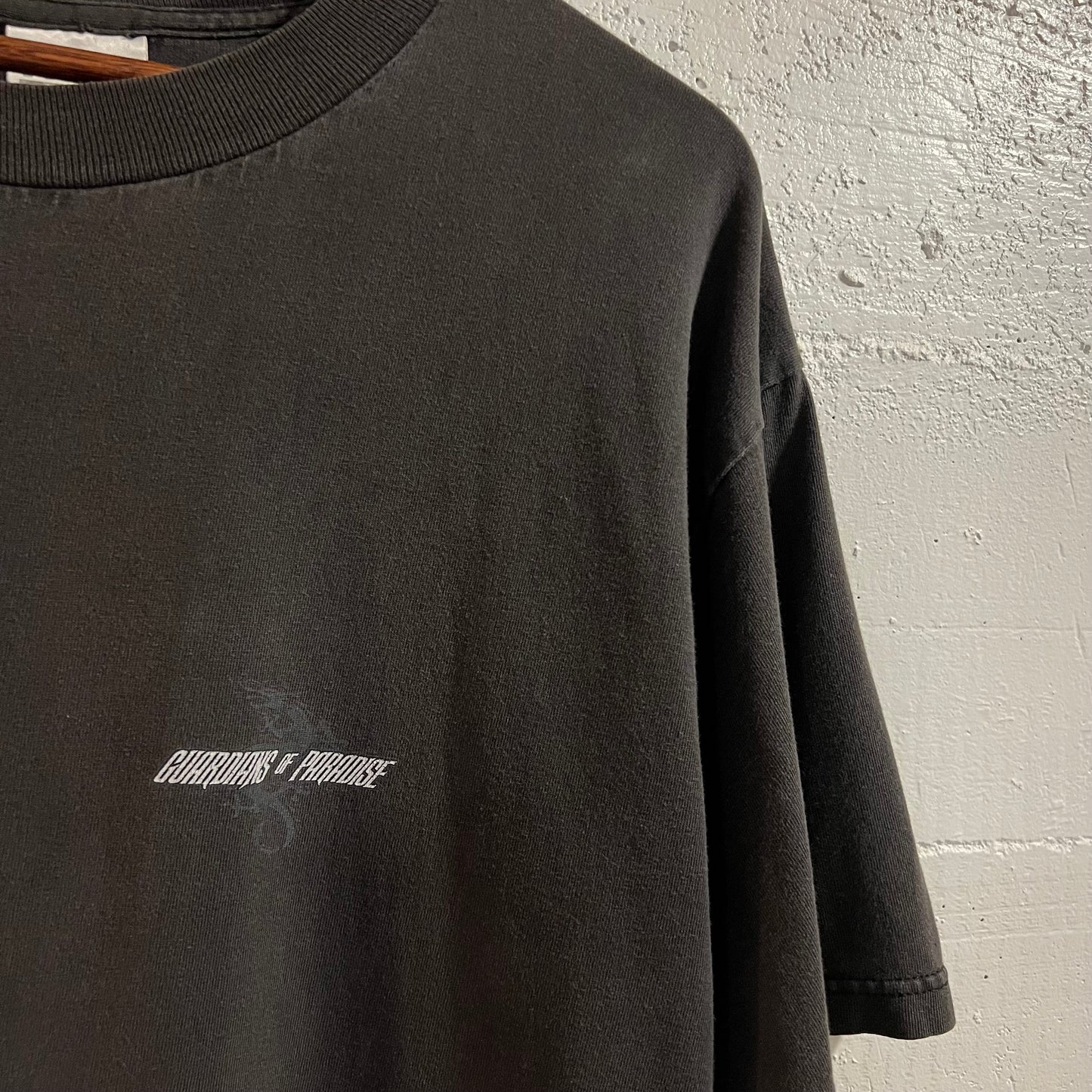 Vintage 90’s Guardians Of Paradise Dragon Graphic Light Reflective T-Shirt - Size XL - Faded Black/Multi