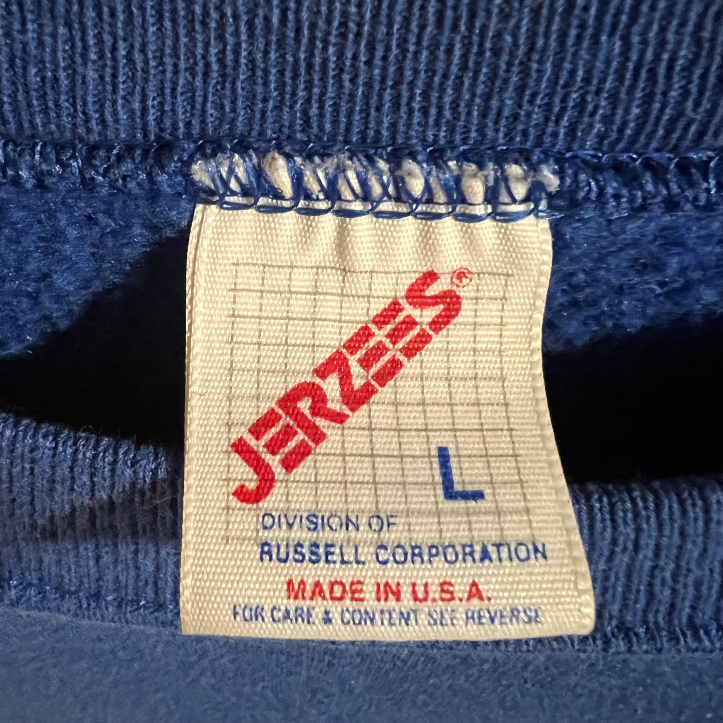 Vintage 1980's Jerzees Blank Crewneck Sweatshirt - Size Large - Made In USA - Royal Blue