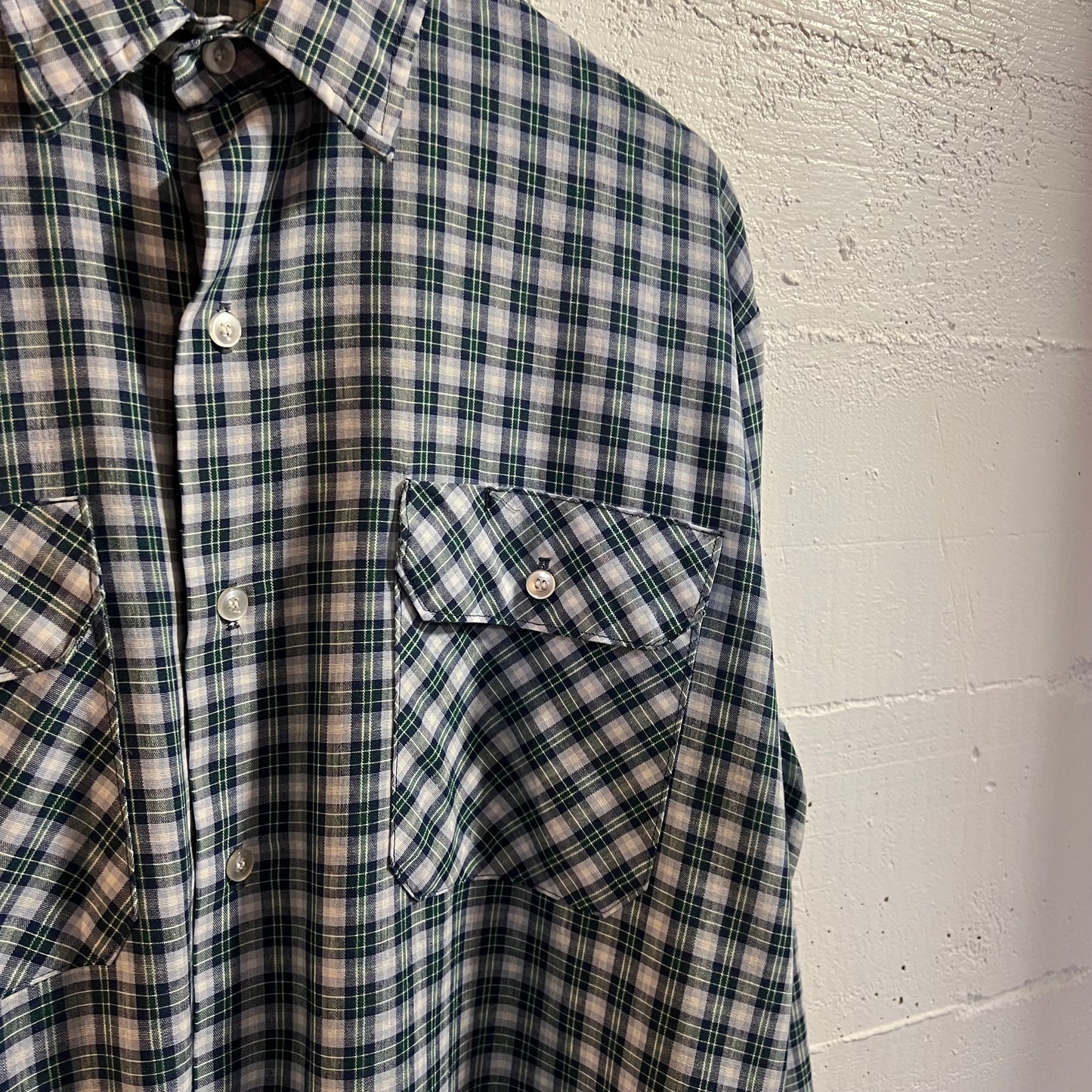 Vintage 90's Big Mac Plaid Button Up Flannel - Size Large (Reg.) - Made In USA - Blue/Green/White
