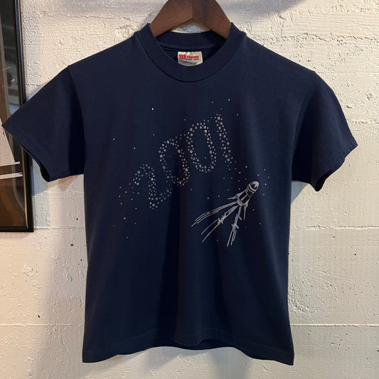 Vintage 2001 'Spaceship Baby T-Shirt - Size Youth Medium - Navy Blue