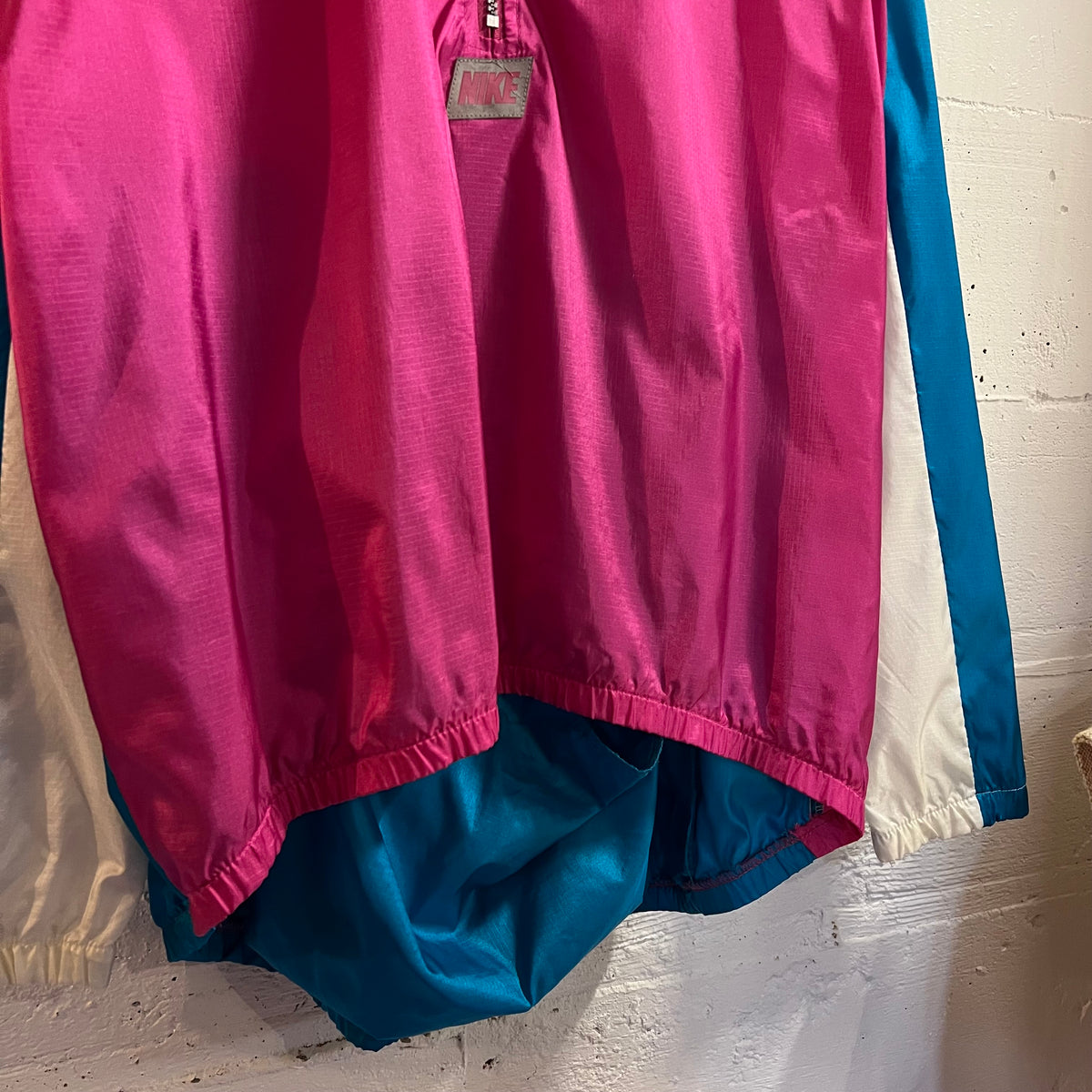 Vintage 90's Nike Cycling Half Zip Windbreaker Jacket - Size Large - Turquoise/Fuschia