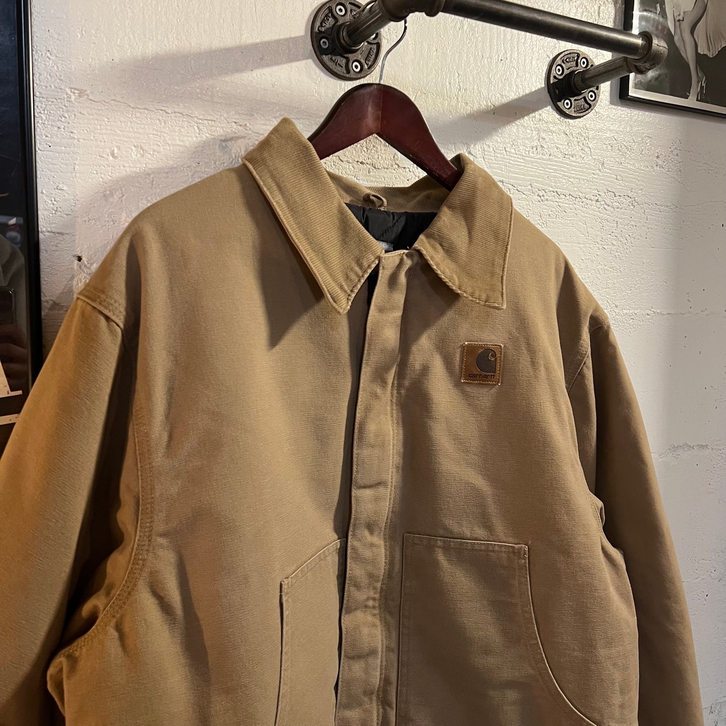 Vintage Carhartt Arctic Detroit Quilt Lined Jacket - Size L/XL - J22 SDL - Beige - Made In USA