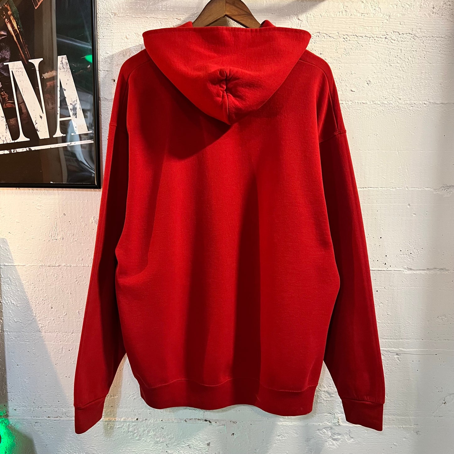 Vintage Distressed Jerzees Turkish Flag Hoodie Sweatshirt - Size XL - Red/White