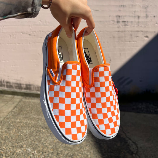 Vans Classic Slip-On 'Orange Tiger Checkerboard' - Size 8M/9.5W - New W/Out Box