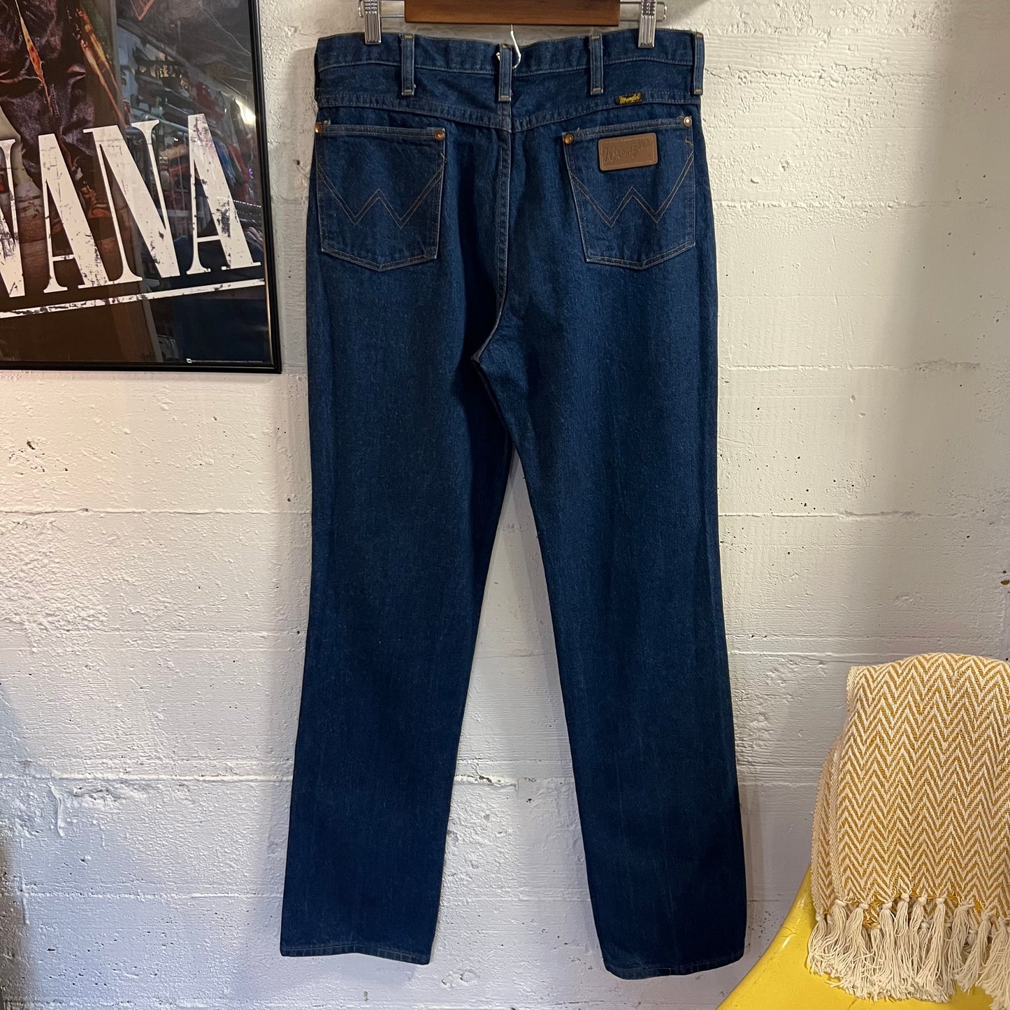 Vintage 90's Wrangler Cowboy Cut Dark Indigo Denim Jeans - Size 32" x 35"- 936PWD - Dark Indigo Denim - 100% Cotton