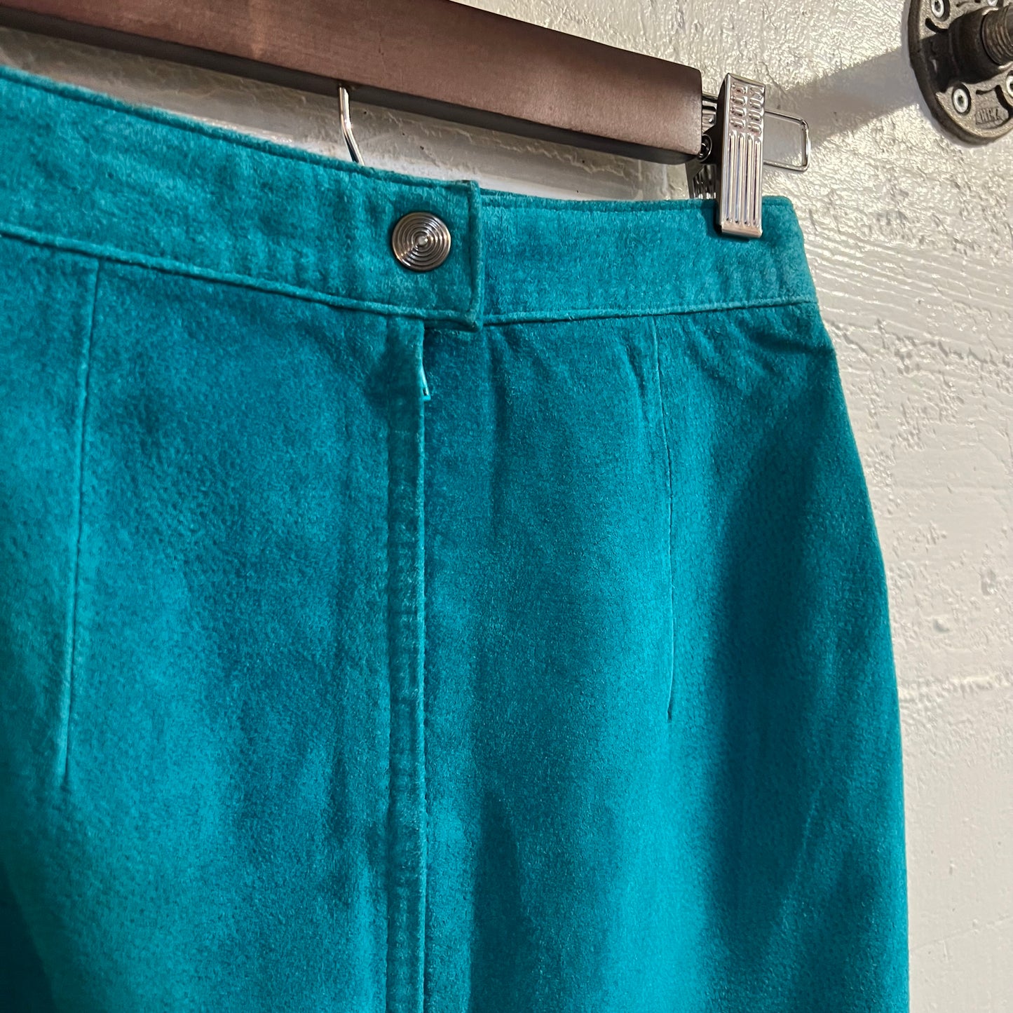 Vintage 90's Turquoise Suede Leather Mini Skirt - Size 3/4 - Blue/Turquoise