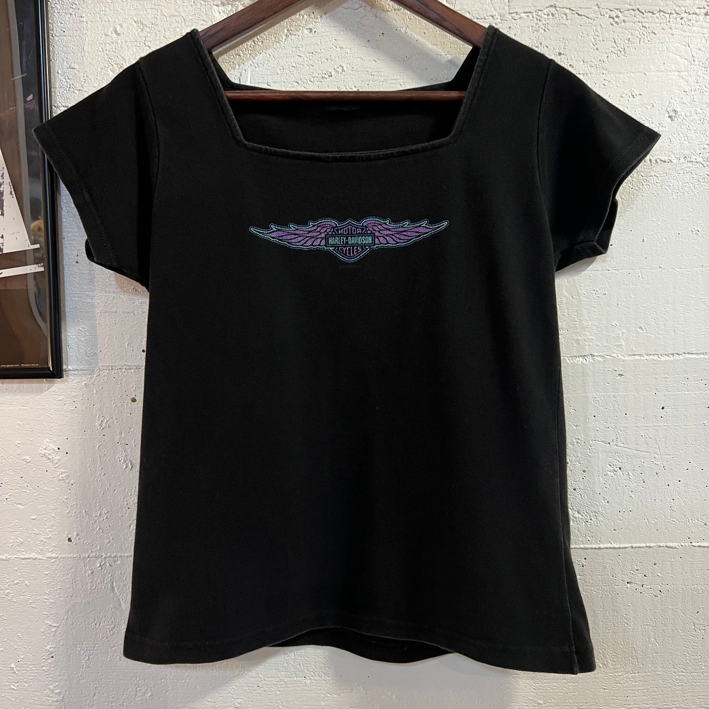 Vintage 2000 Harley Davidson Womens Baby Tee - Size Small - Black/Purple