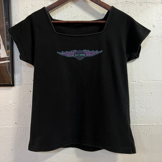 Vintage 2000 Harley Davidson Womens Baby Tee - Size Small - Black/Purple