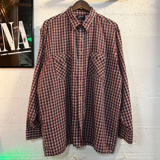 Vintage 90's Wrangler Plaid Button Up Shirt - Size XL - Made In USA - Red/Blue/White