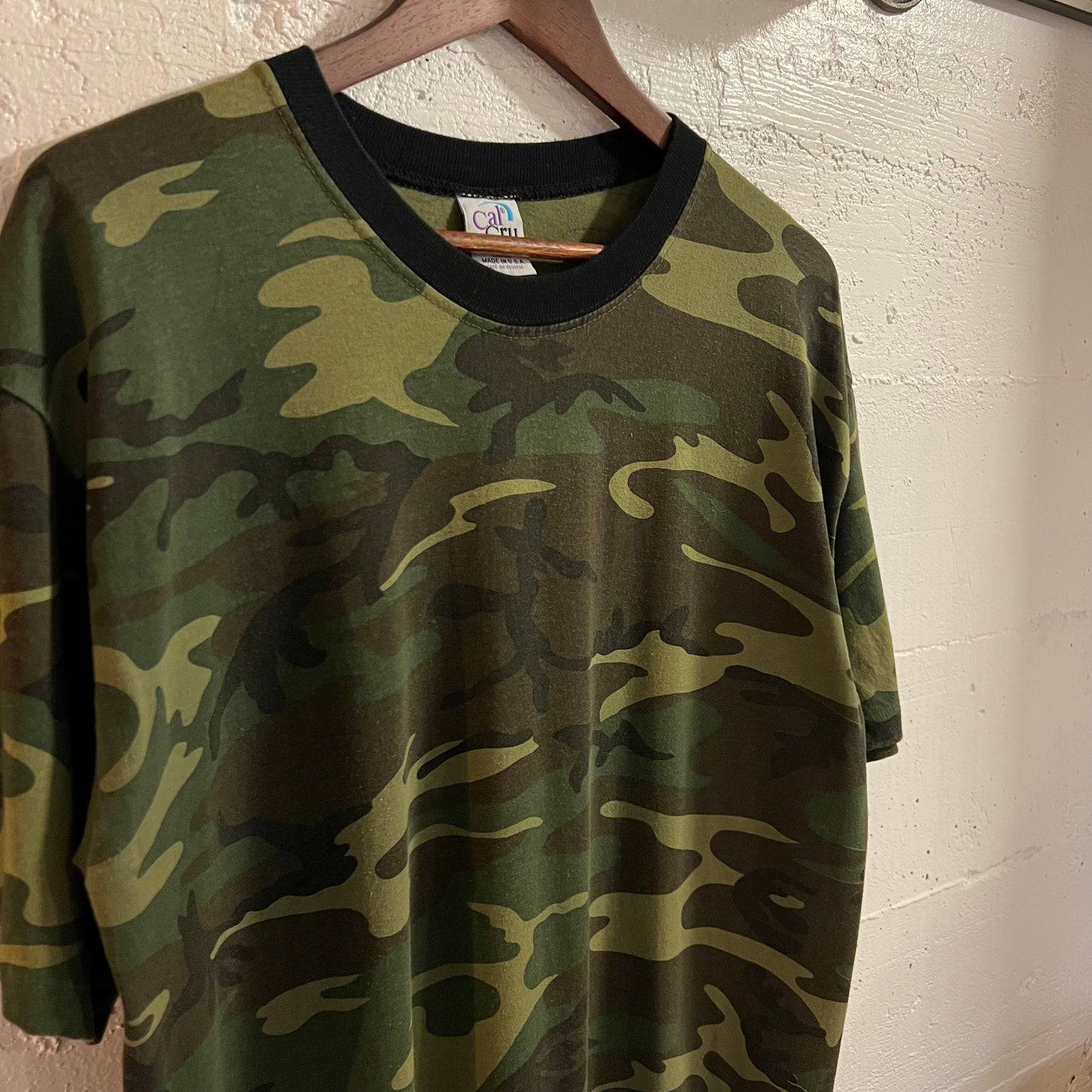 Vintage Army/Woodland Camo Single Stitch T-Shirt - Size Large - Made In USA - Earth Toned