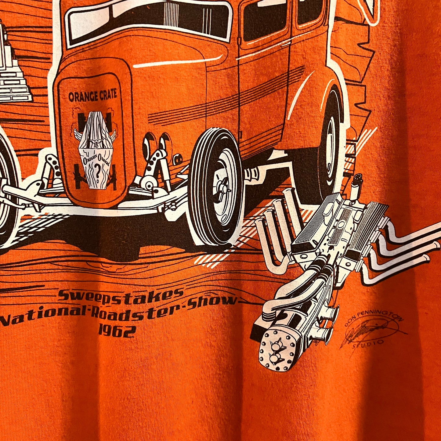 Vintage Distressed Sweepstakes National Roadsters Show T-Shirt - Size XL - Orange/White/Black