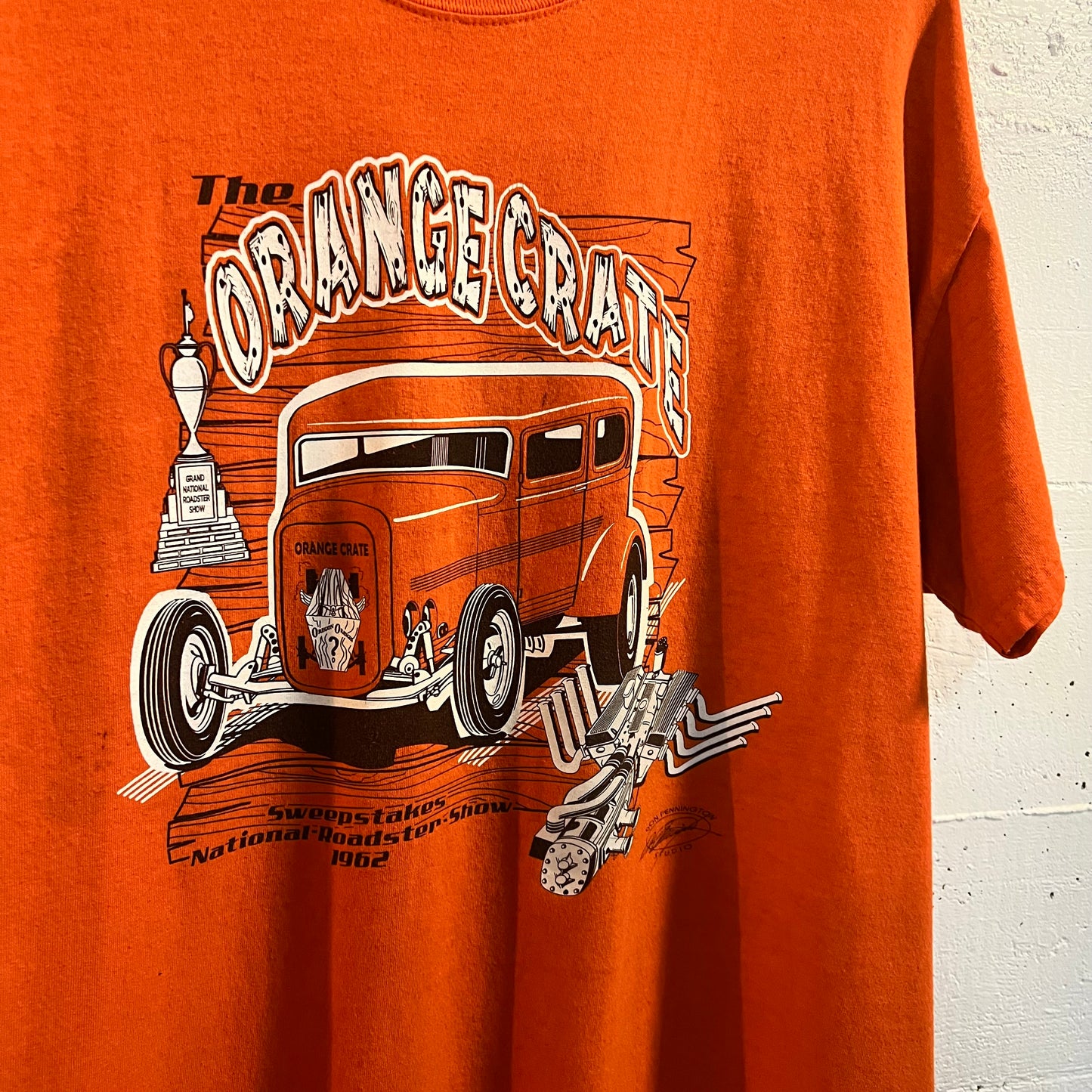 Vintage Distressed Sweepstakes National Roadsters Show T-Shirt - Size XL - Orange/White/Black