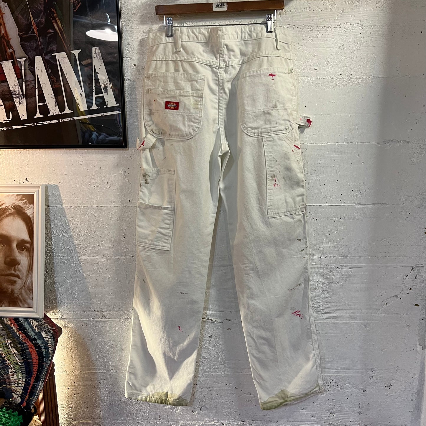 Dickies Distressed Relaxed Fit Utility Painter's Pants - Size 33" x 34" - White - 100% Cotton